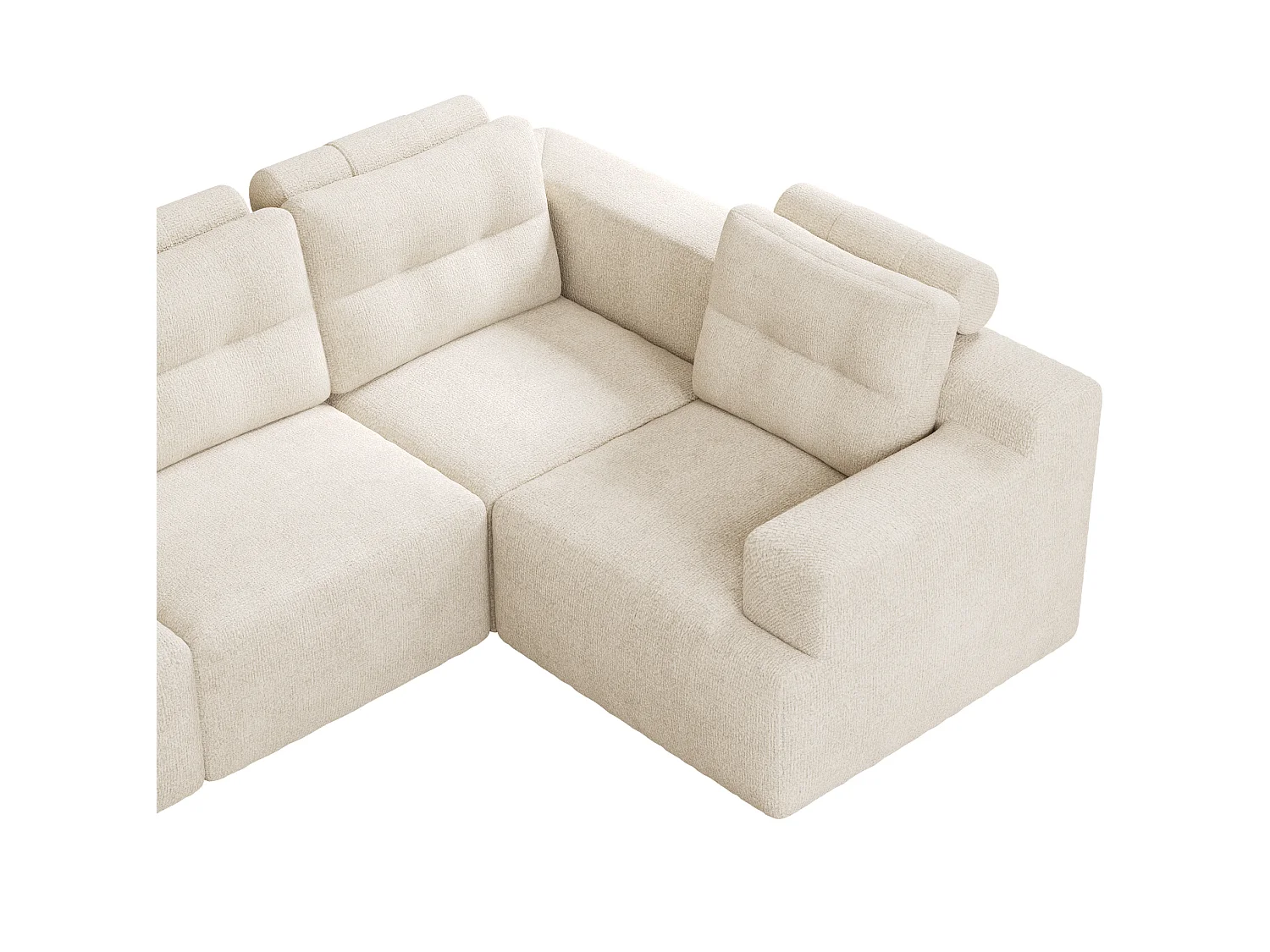 Modulaire 5-zits hoekbank in chenille met poef, geen montage nodig - Beige