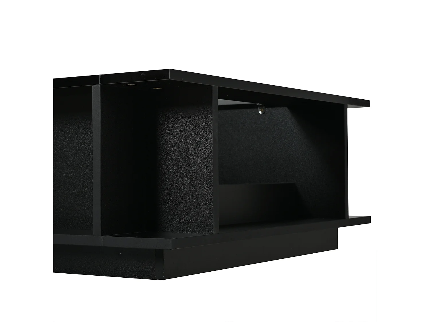 Table basse carrée 70x70 cm noire brillante avec plateau en verre et LED