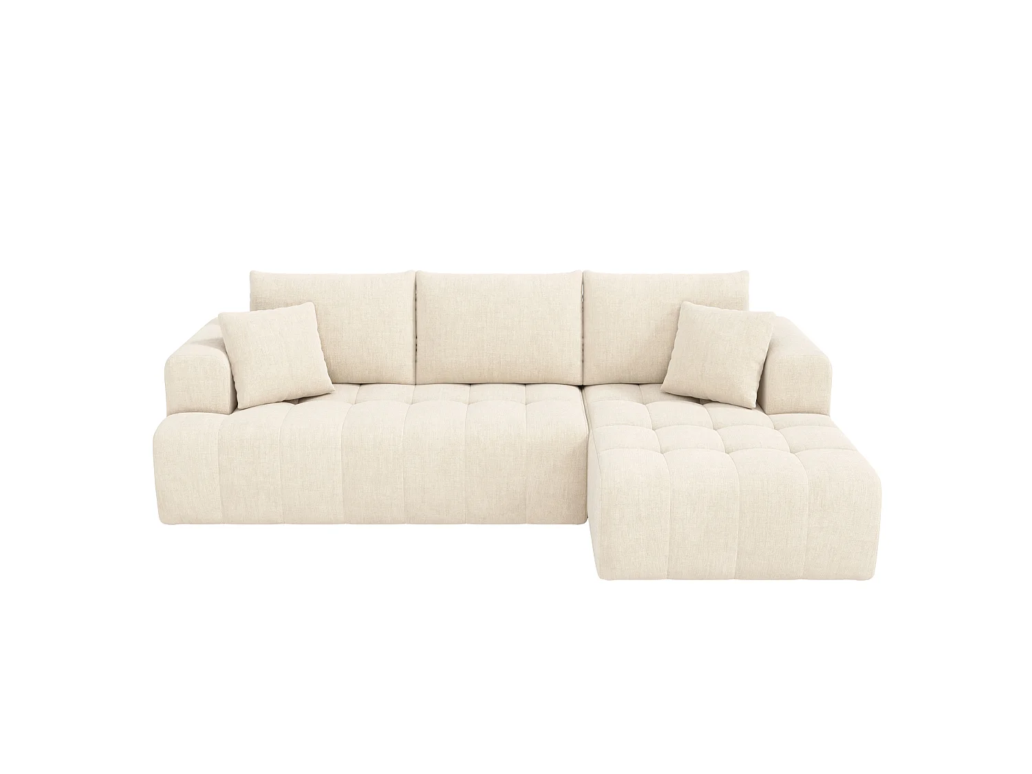 Modulaire hoekbank met 3 zitplaatsen in chenille - Geen montage nodig - Beige