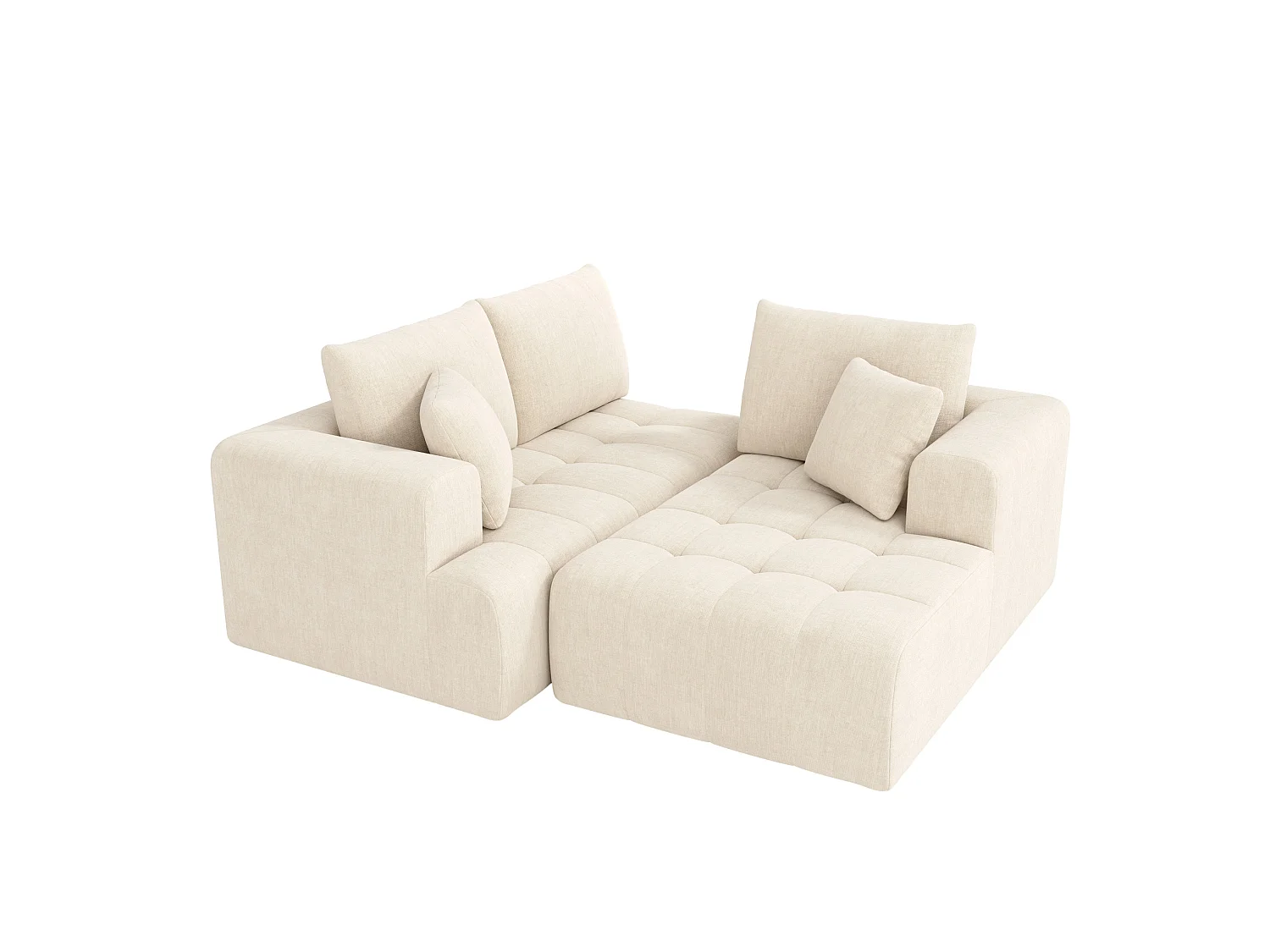 Modulaire hoekbank met 3 zitplaatsen in chenille - Geen montage nodig - Beige