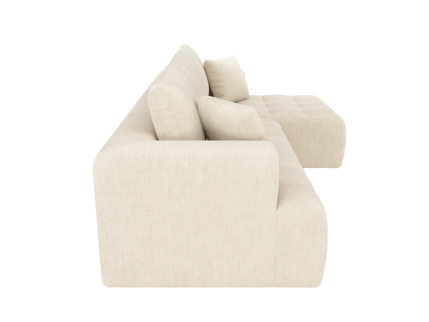 Modulaire hoekbank met 3 zitplaatsen in chenille - Geen montage nodig - Beige