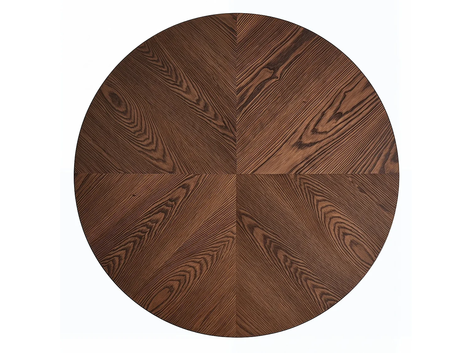 Table basse ronde 78 cm avec plateau épais et base cannelée - Marron