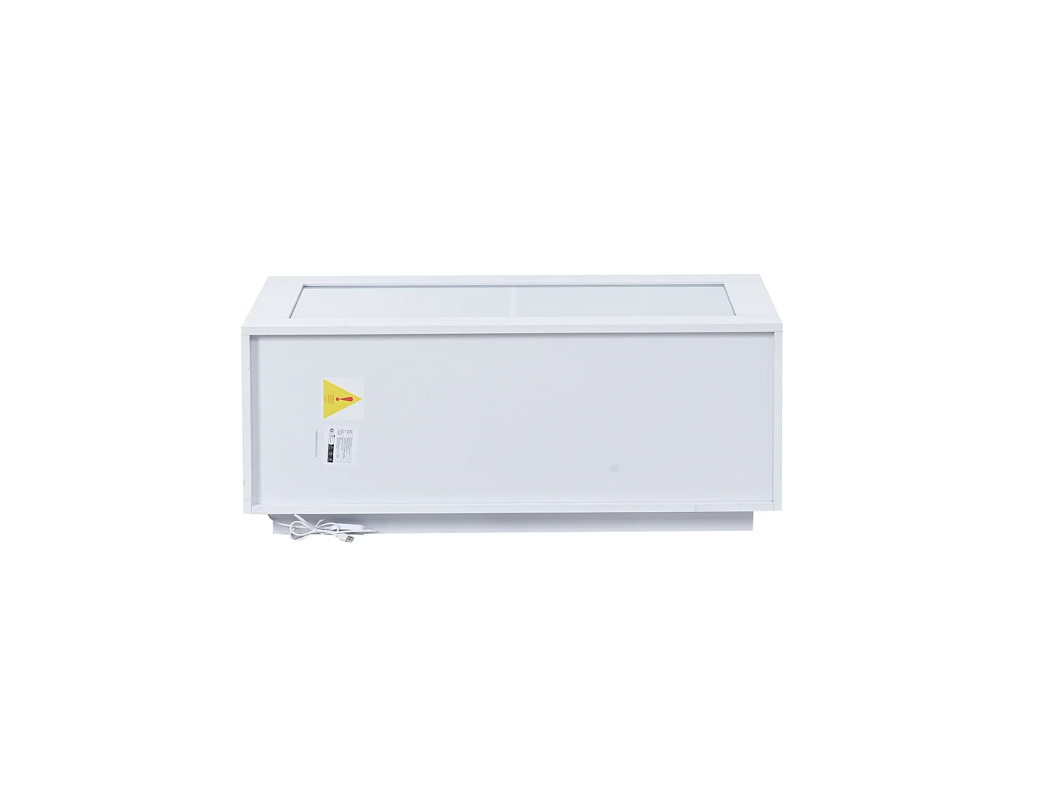 Mesa de centro con 4 cajones, iluminación LED y tablero de cristal templado (blanca).