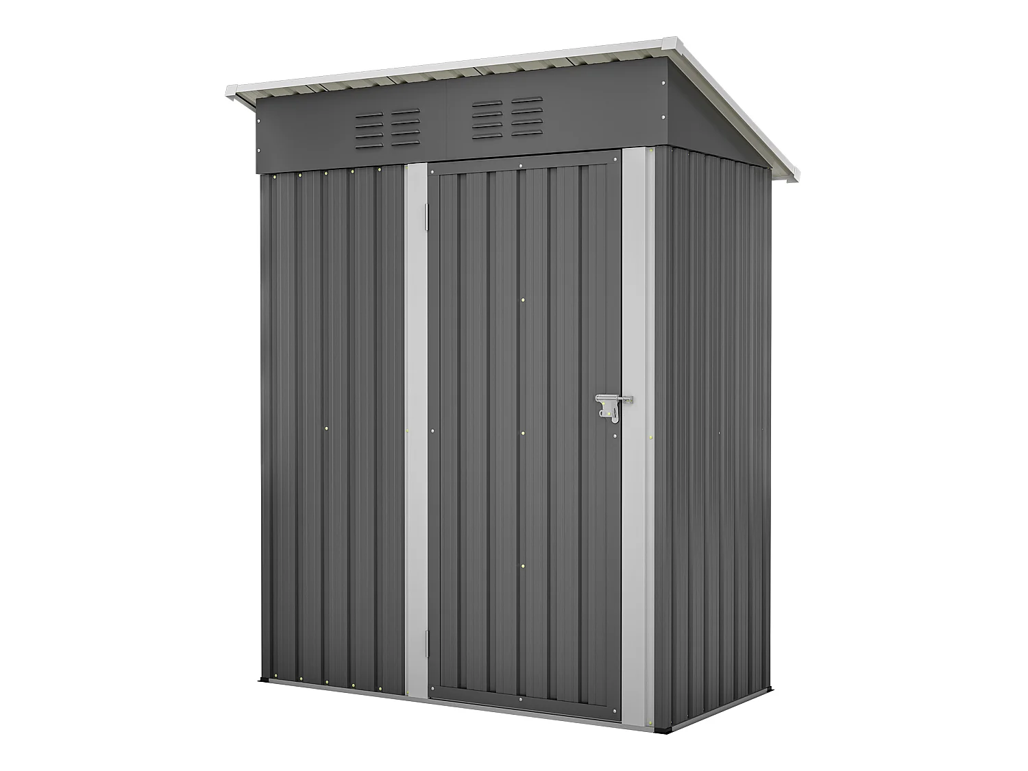 1,27 m² Metalen tuinschuur met plat dak en afsluitbare metalen deur - Grijs
