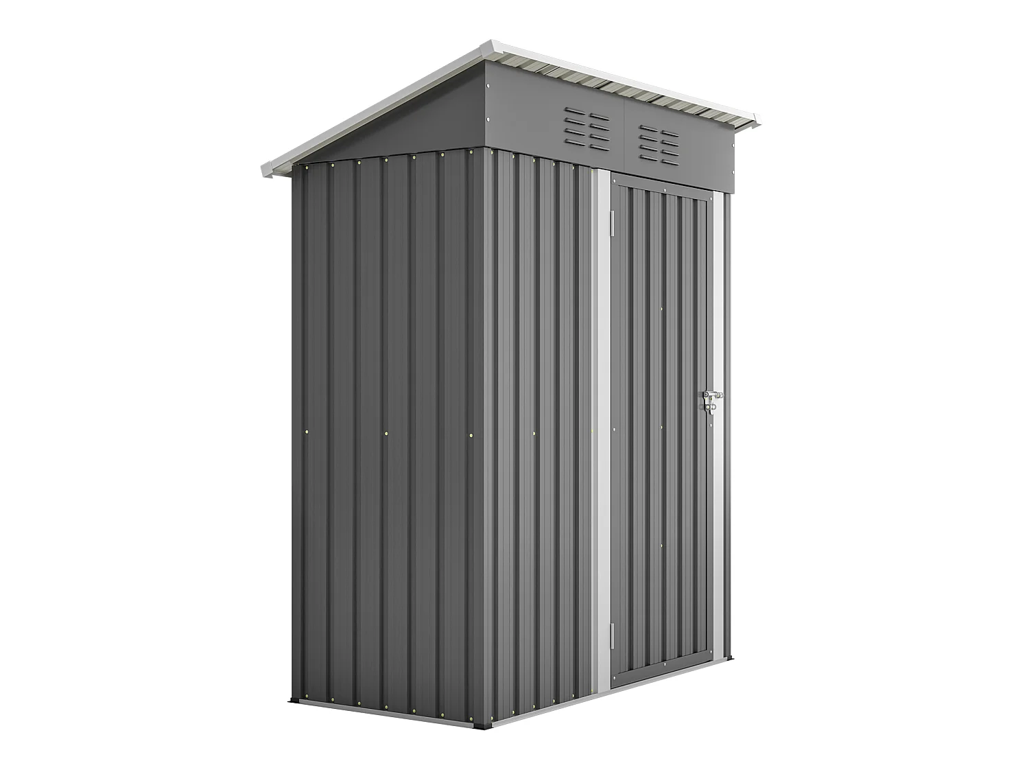 1,27 m² Metalen tuinschuur met plat dak en afsluitbare metalen deur - Grijs