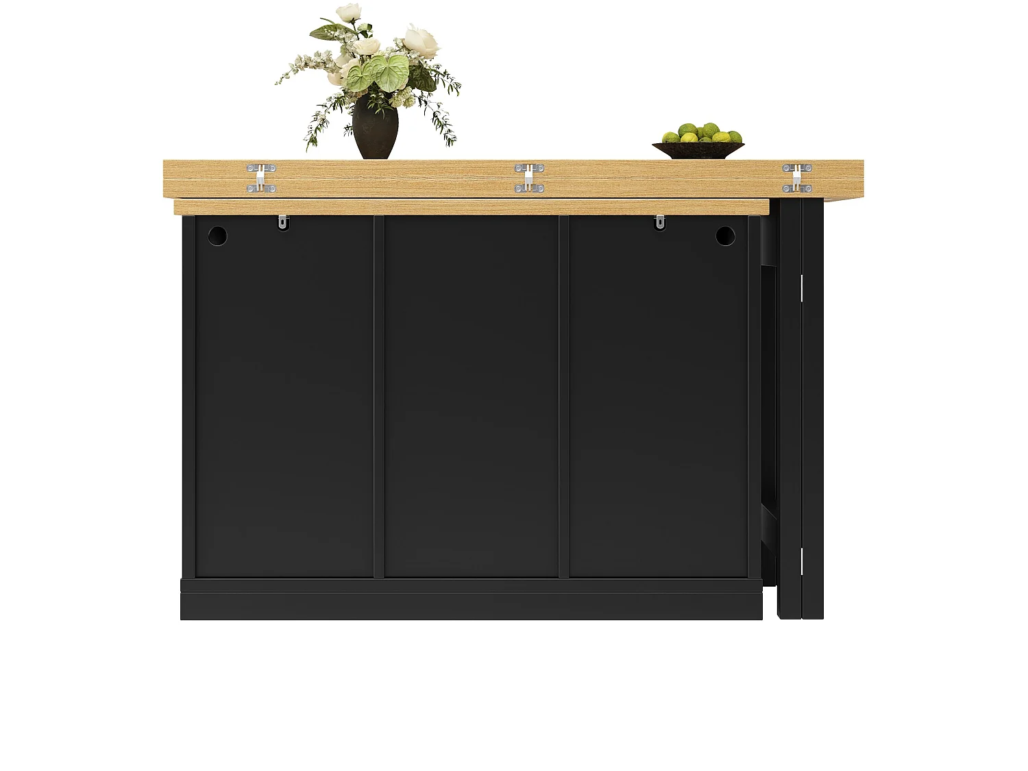 Bar com tampo giratório, garrafeira, 2 gavetas e 2 portas - Preto