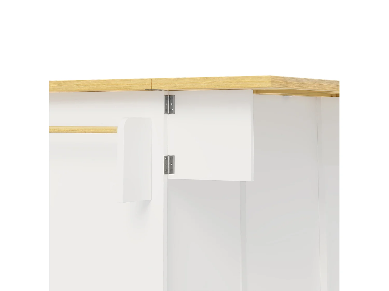 Îlot de cuisine à roulettes avec tiroir et 3 portes - Blanc 137x45(70)x92 cm