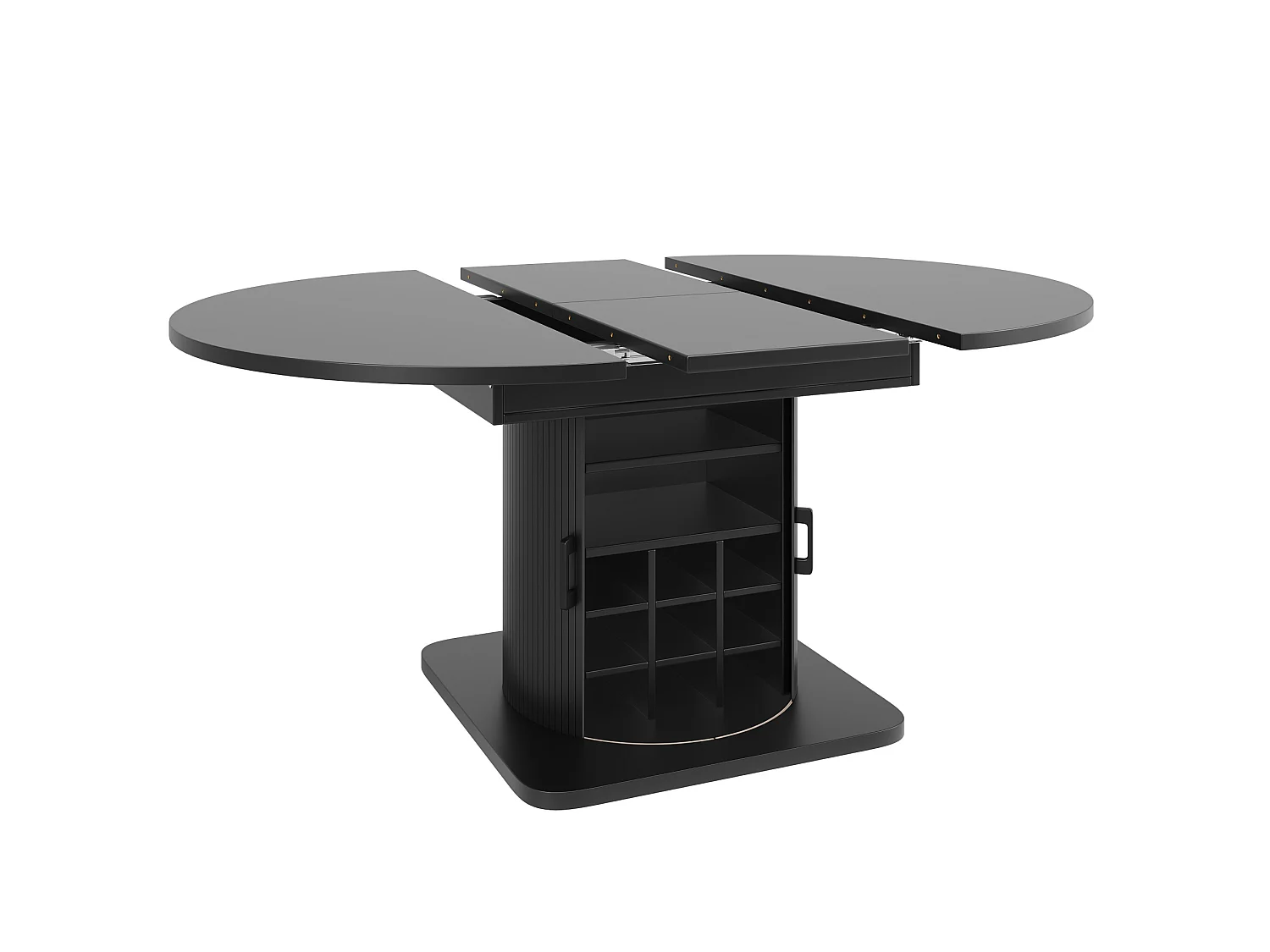 Table à manger extensible 118/158 x 118 cm avec 2 portes - Pour 6-8 places - Marron