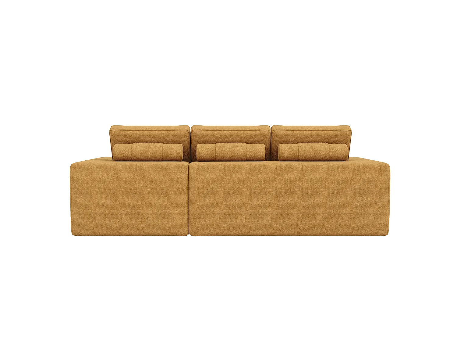 Sofá de canto modular de 3 lugares com pufe, sem necessidade de montagem - Tecido chenille laranja