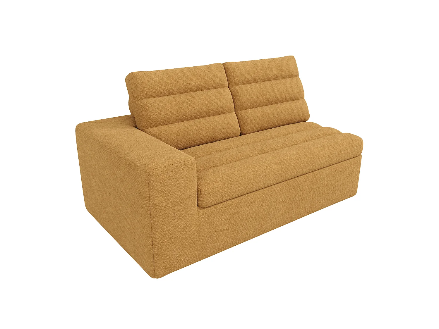 Sofá de canto modular de 3 lugares com pufe, sem necessidade de montagem - Tecido chenille laranja