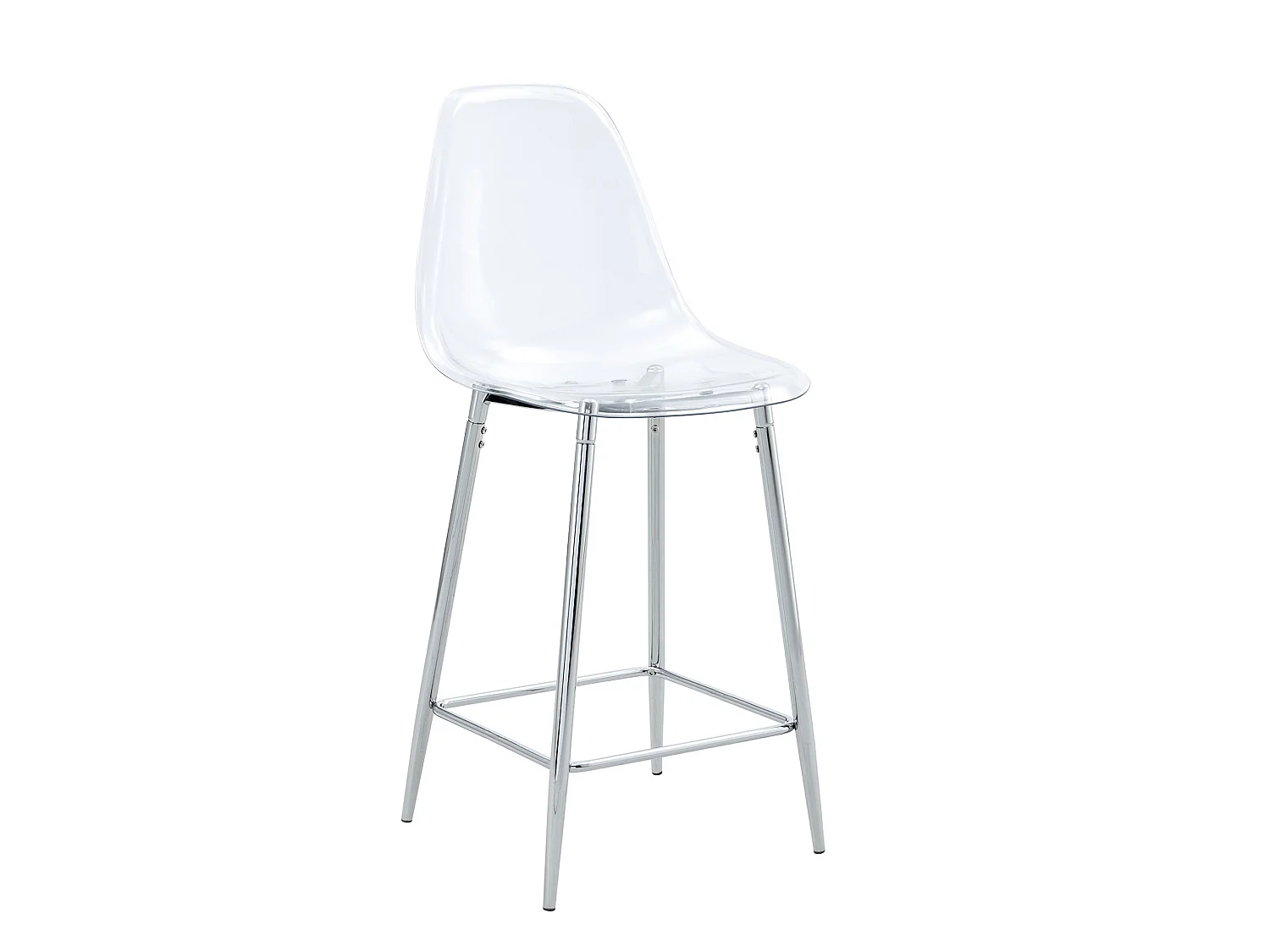 Lot de 4 tabourets de bar transparents avec structure métallique argenté