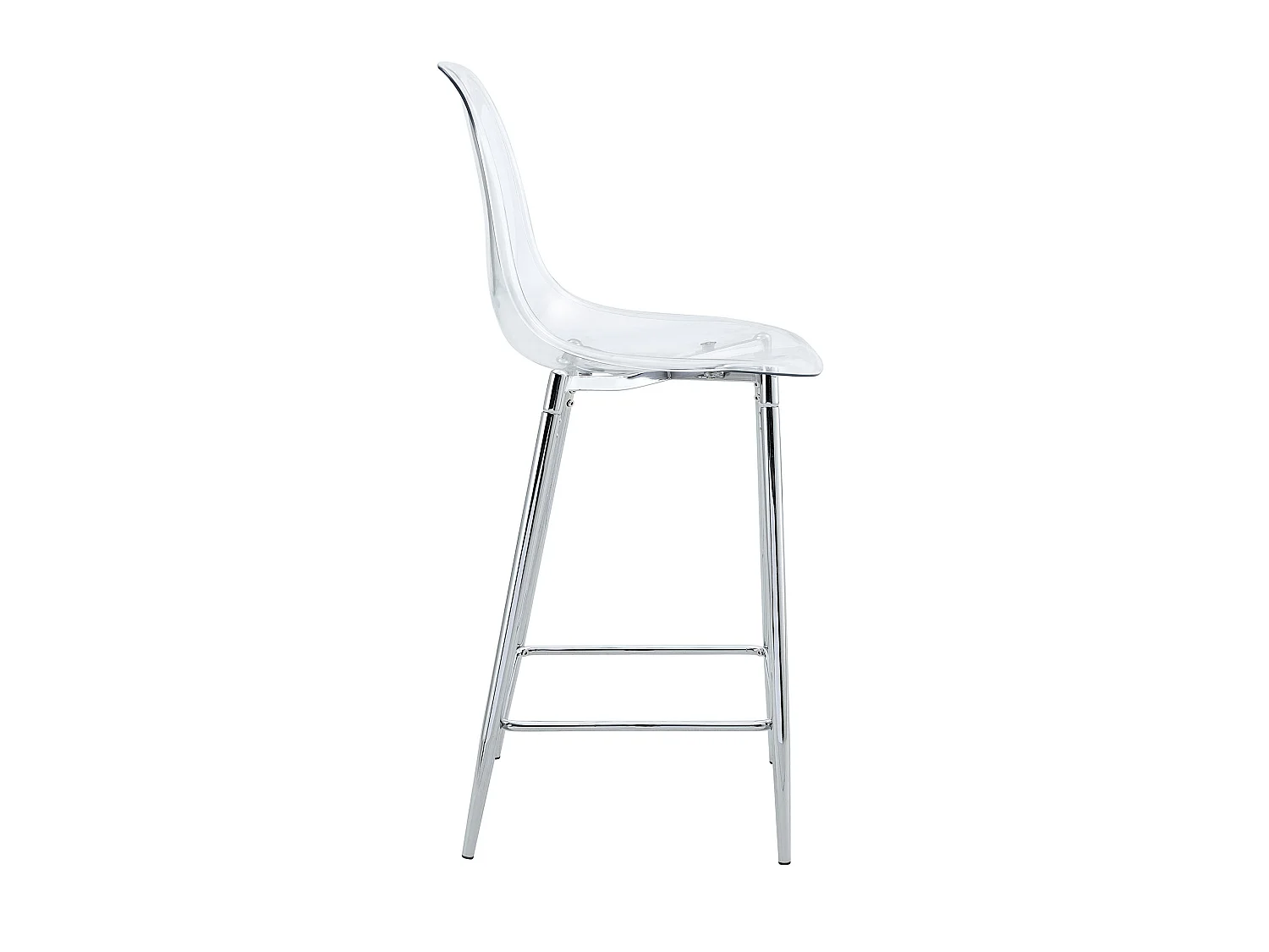 Lot de 4 tabourets de bar transparents avec structure métallique argenté