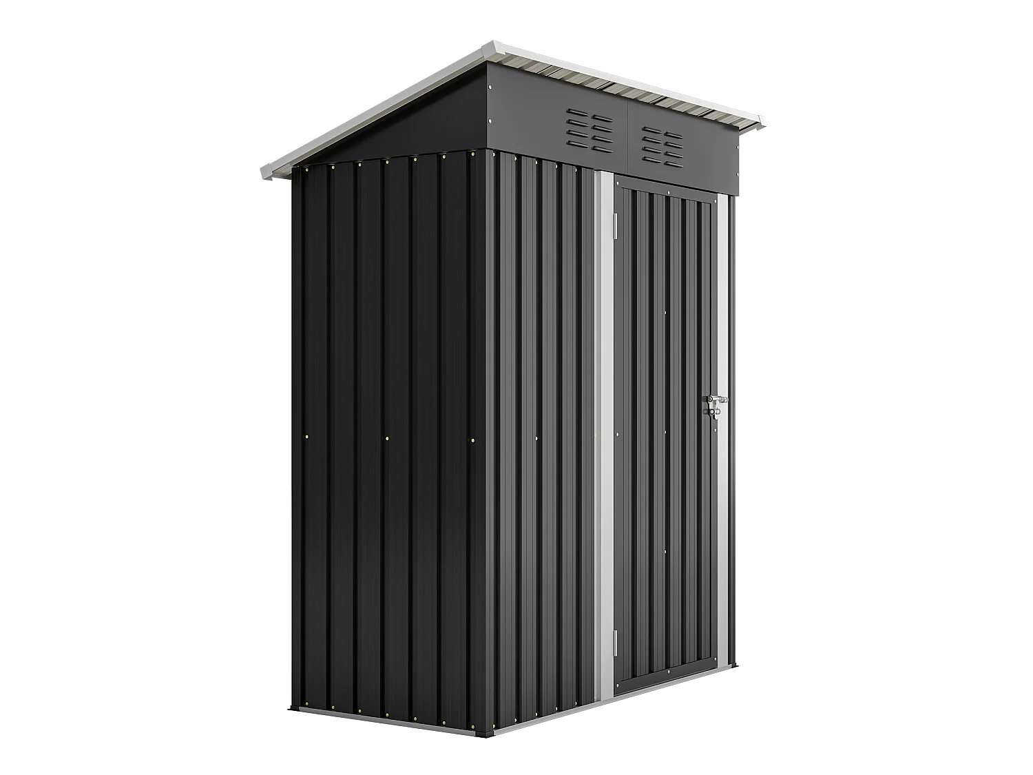 1,27 m² Metalen tuinschuur met plat dak en afsluitbare metalen deur - Zwart