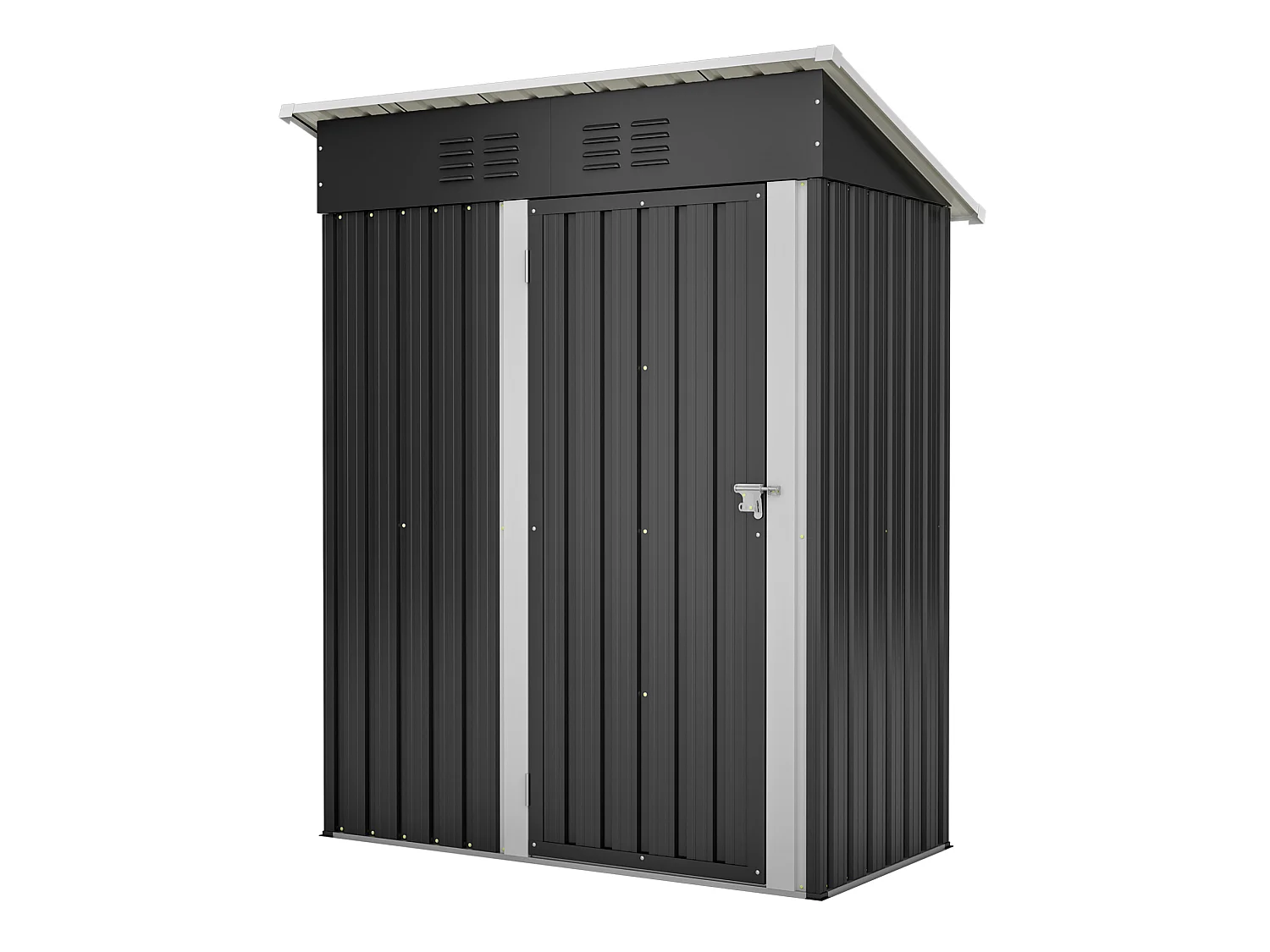 1,27 m² Metalen tuinschuur met plat dak en afsluitbare metalen deur - Zwart