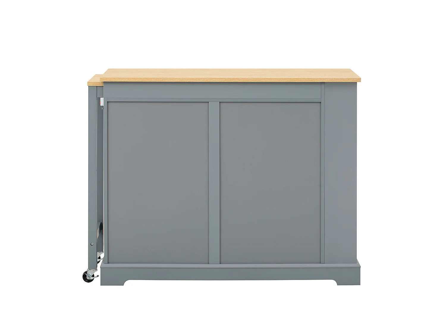 Uitschuifbaar keukeneiland 112-180 × 45 cm met afvalbak en 2 lades - Grijs