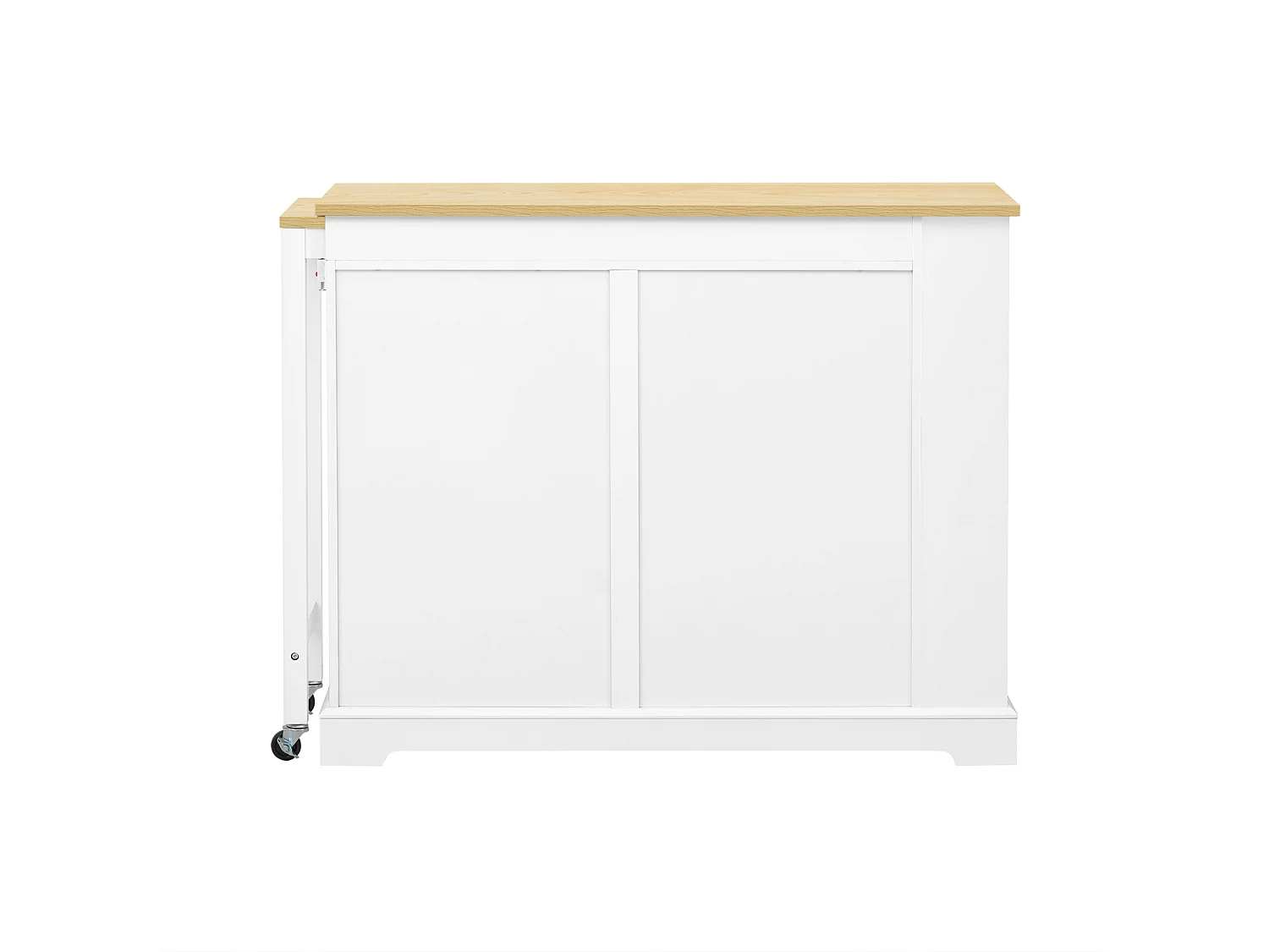 Uitschuifbaar keukeneiland 112-180 × 45 cm met afvalbak en 2 lades - Wit