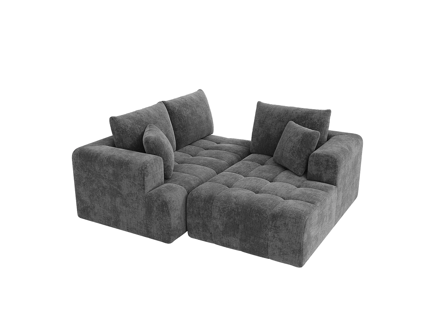 Modulaire hoekbank met 3 zitplaatsen in chenille - Geen montage nodig - Donkergrijs