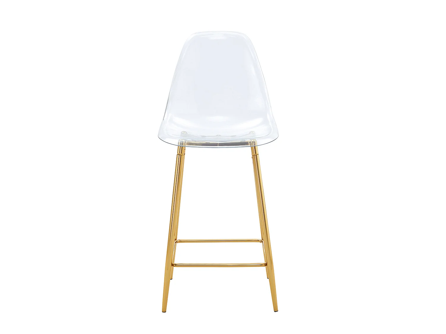 Lot de 4 tabourets de bar transparents avec structure métallique dorée