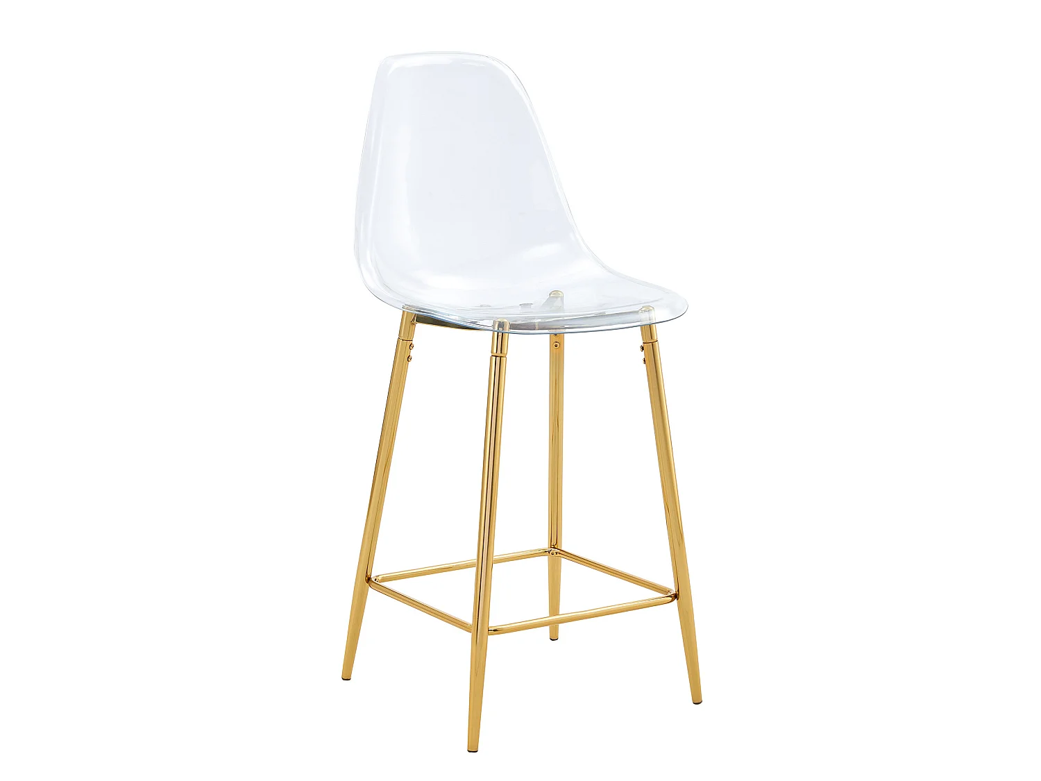 Lot de 4 tabourets de bar transparents avec structure métallique dorée