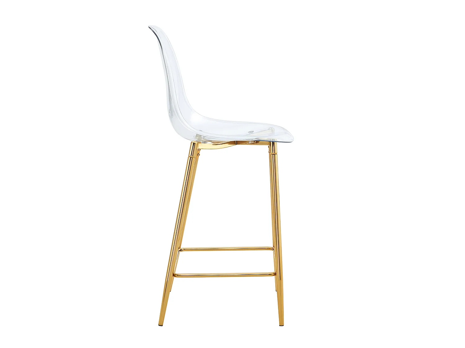 Lot de 4 tabourets de bar transparents avec structure métallique dorée