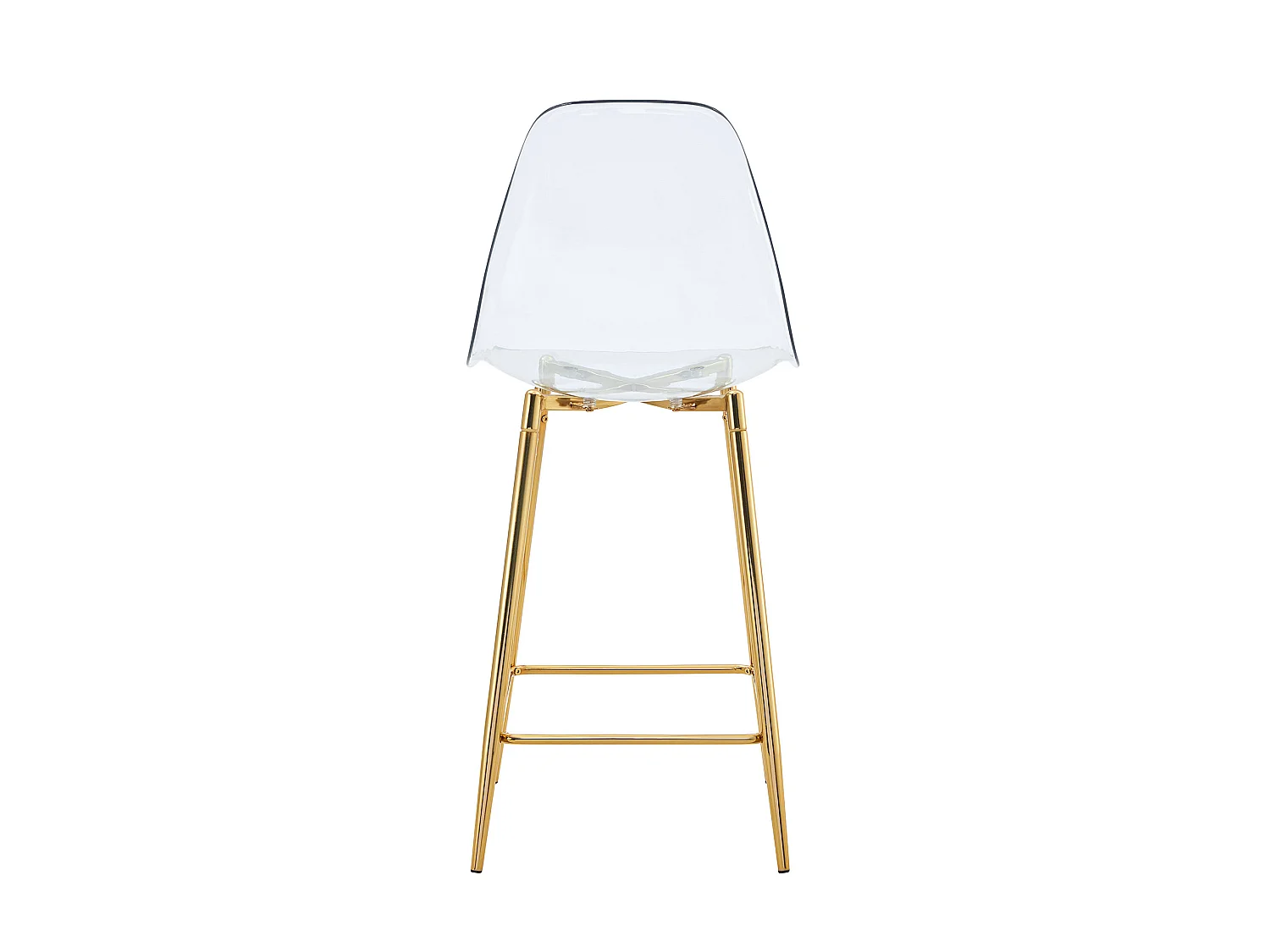 Lot de 4 tabourets de bar transparents avec structure métallique dorée
