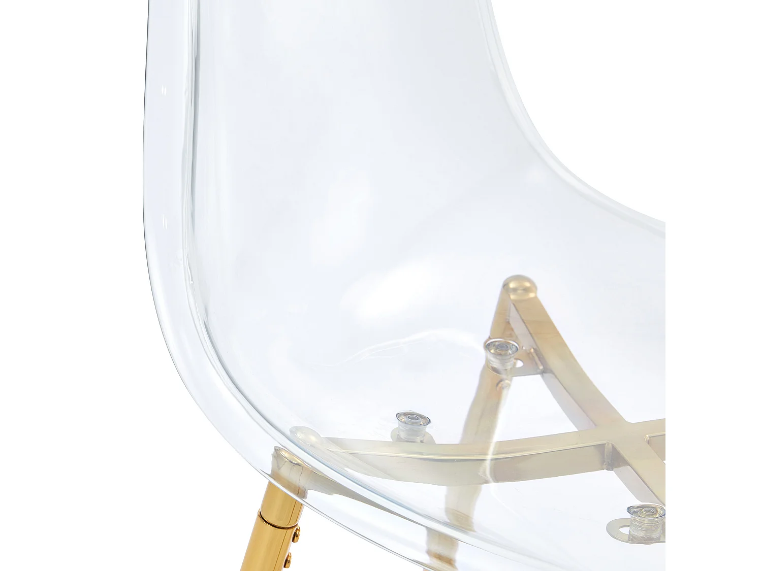 Lot de 4 tabourets de bar transparents avec structure métallique dorée