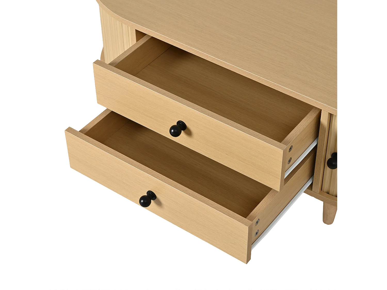 Natuurlijke salontafel met 2 schuifdeuren en 2 lades