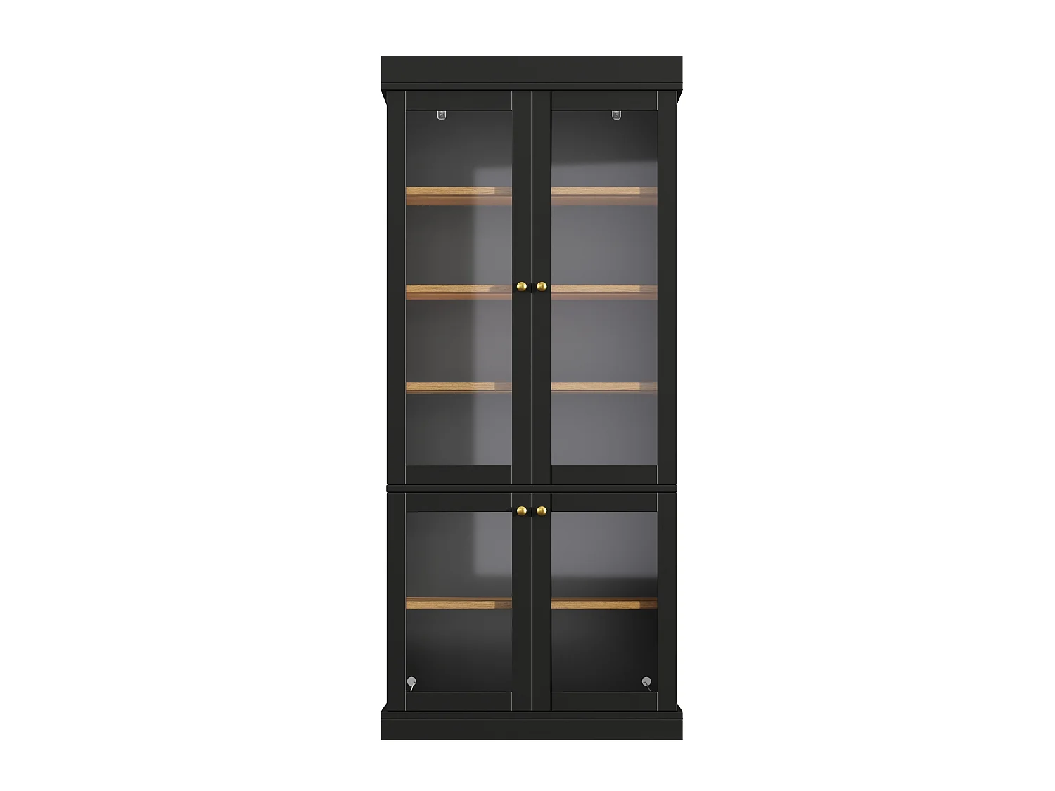 Vitrine haute 80x40x180 cm avec LED et 4 portes verre - Noir