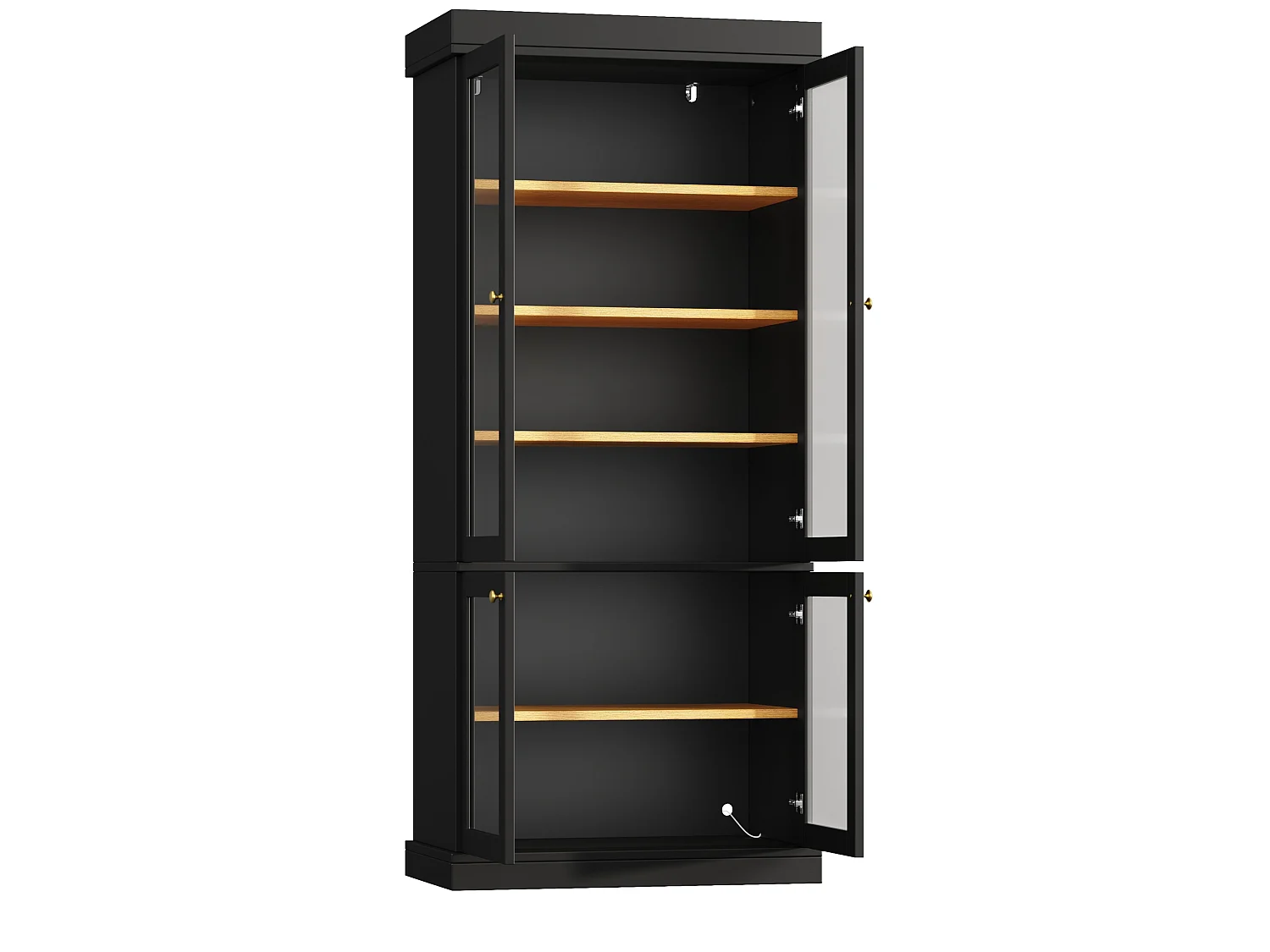 Vitrine haute 80x40x180 cm avec LED et 4 portes verre - Noir