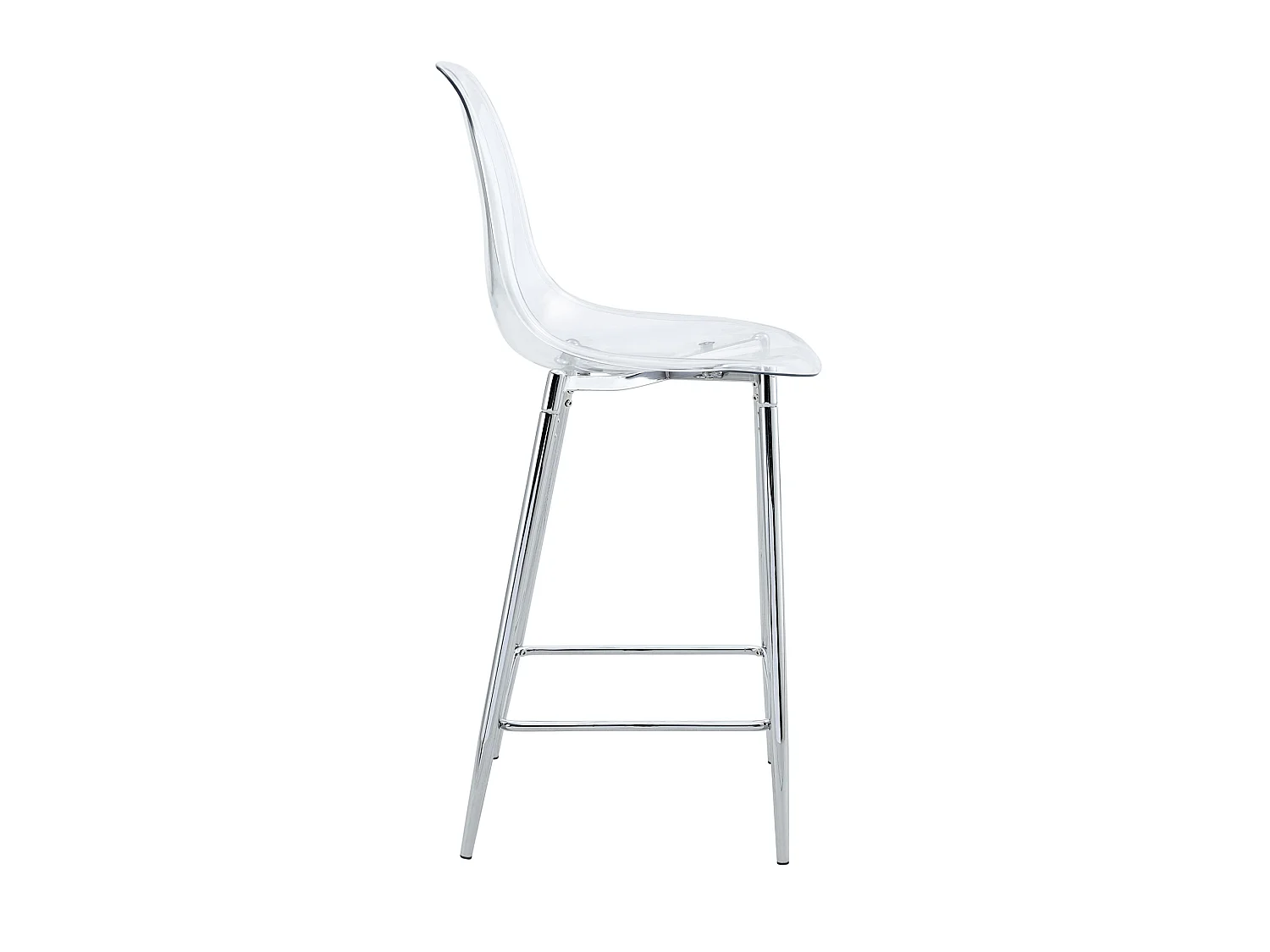Lot de 2 tabourets de bar transparents avec structure métallique argenté