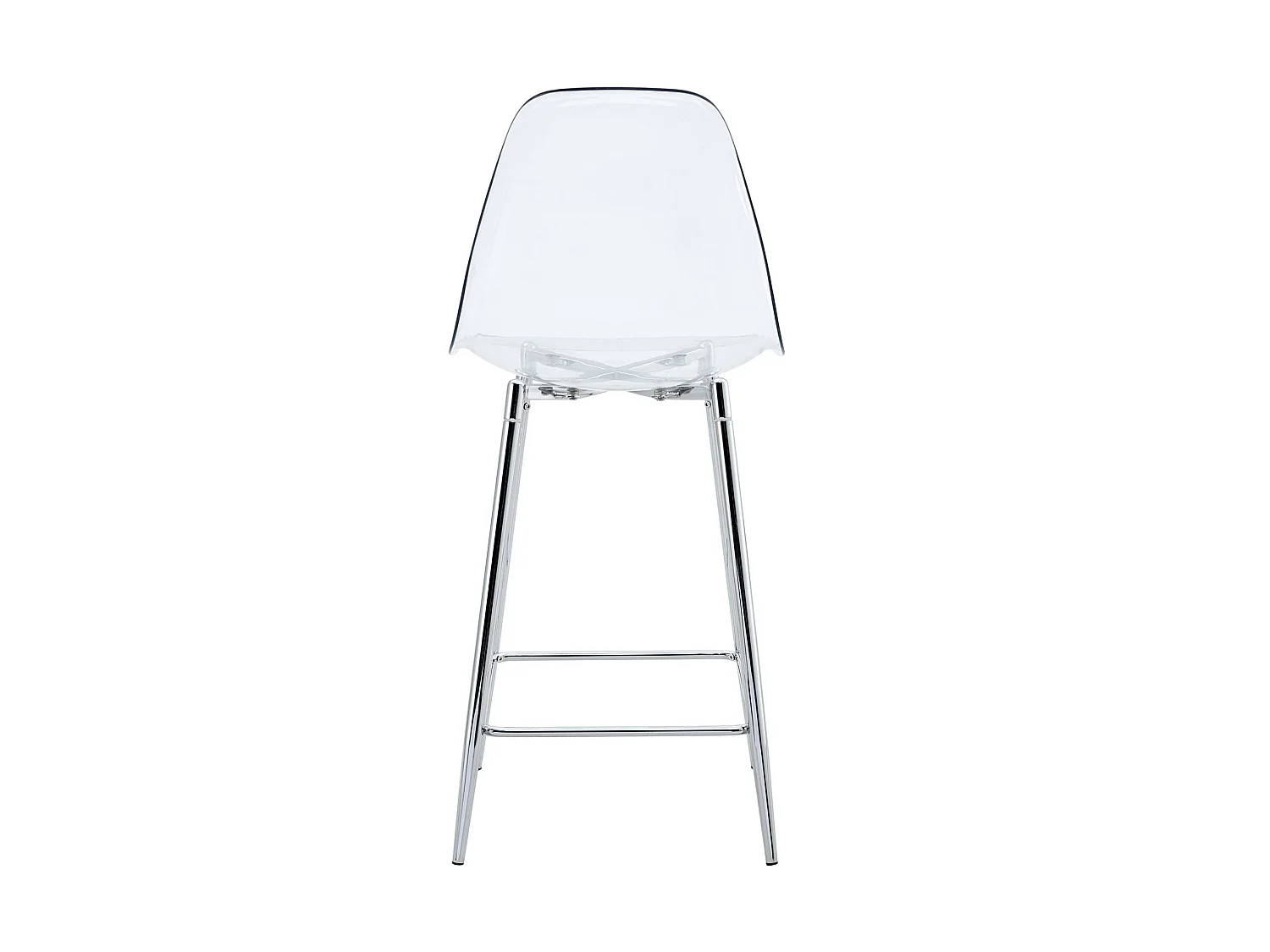Lot de 2 tabourets de bar transparents avec structure métallique argenté