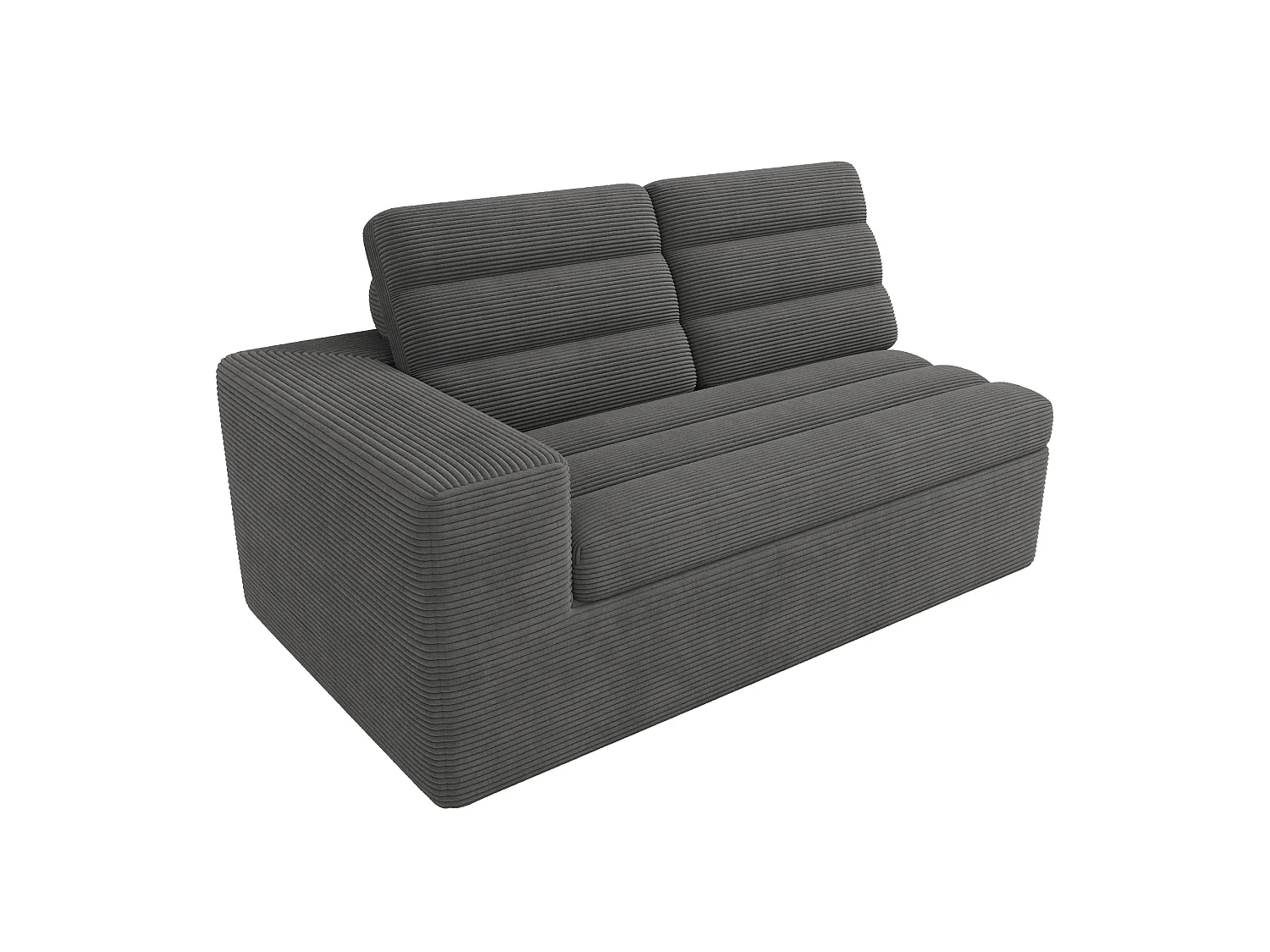 Sofá de canto modular de 3 lugares com pufe, sem necessidade de montagem - Veludo cotelê cinzento escuro
