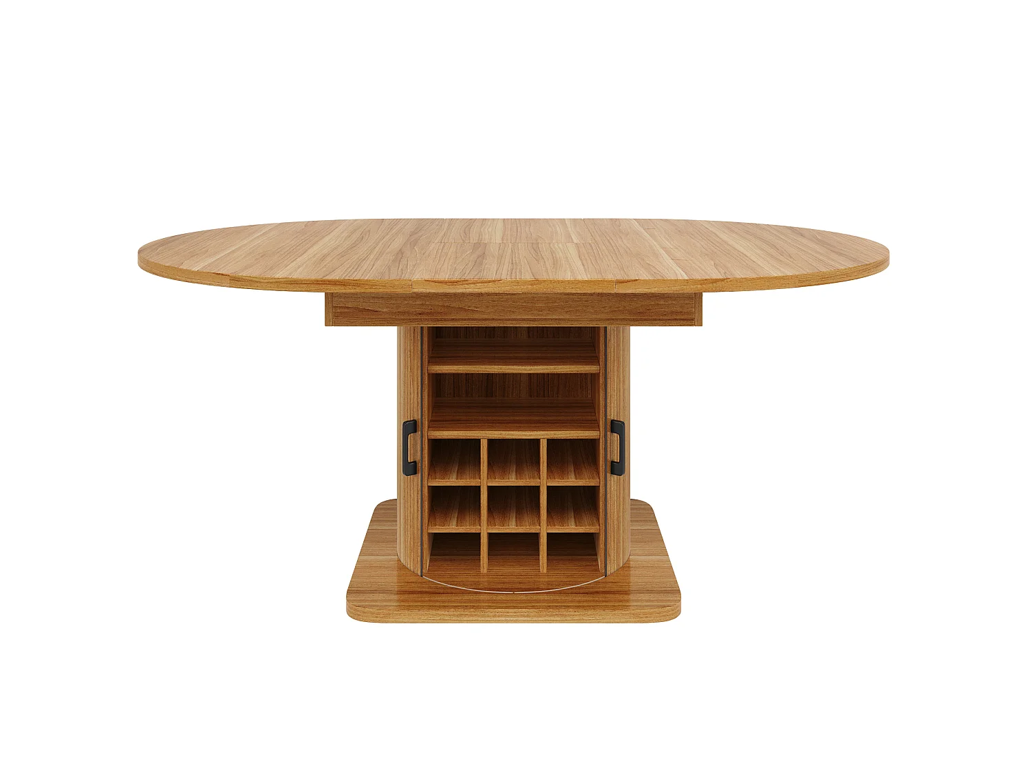Table à manger extensible 118/158 x 118 cm avec 2 portes - Pour 6-8 places - Marron