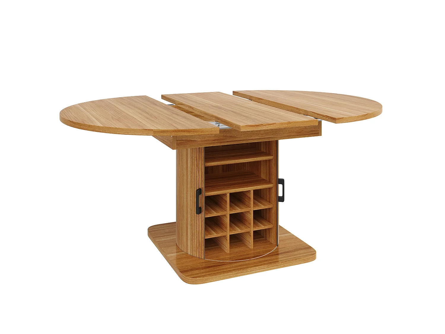 Table à manger extensible 118/158 x 118 cm avec 2 portes - Pour 6-8 places - Marron