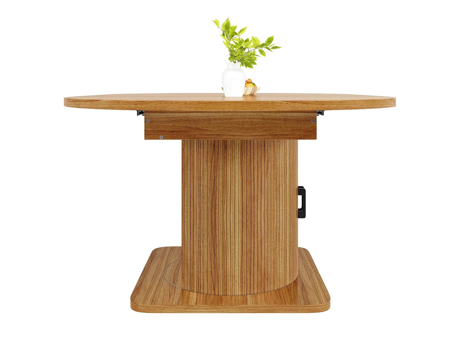 Table à manger extensible 118/158 x 118 cm avec 2 portes - Pour 6-8 places - Marron