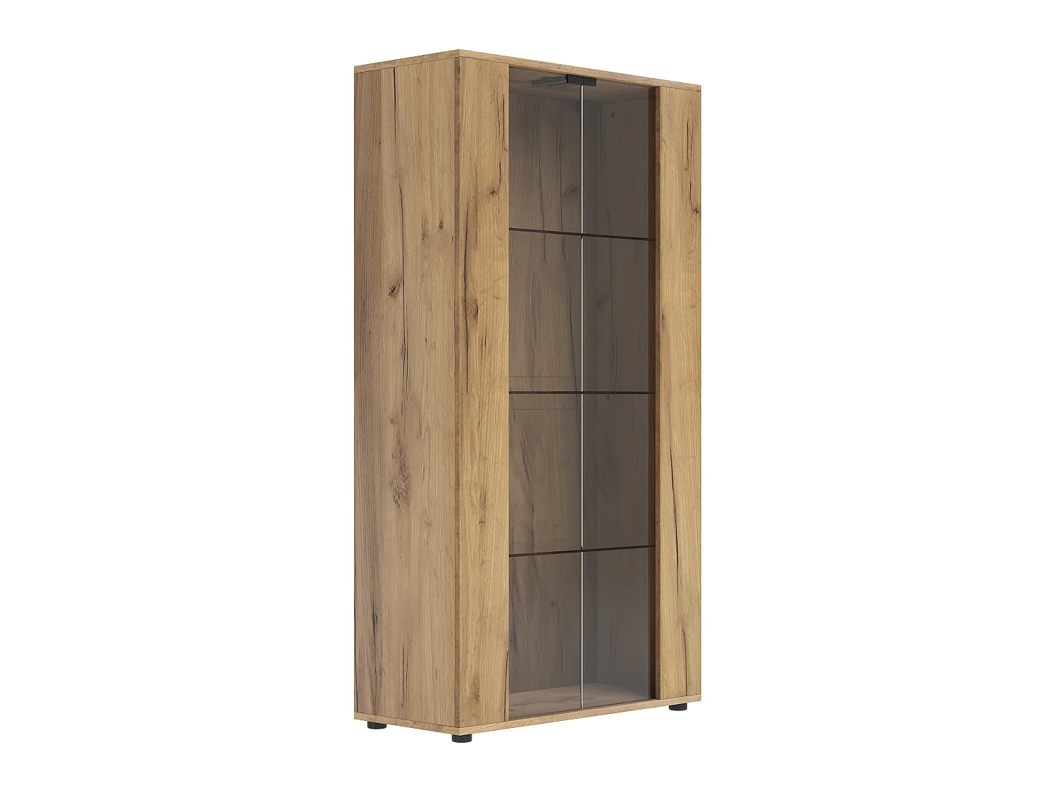 Vitrine 80x36x150cm - avec 2 portes vitrées et 4 étagères - lumières LED à intensité variable - Naturel