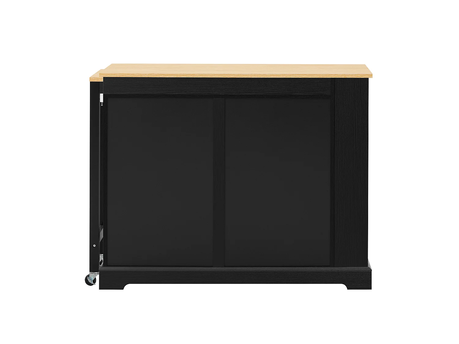 Uitschuifbaar keukeneiland 112-180 × 45 cm met afvalbak en 2 lades - Zwart