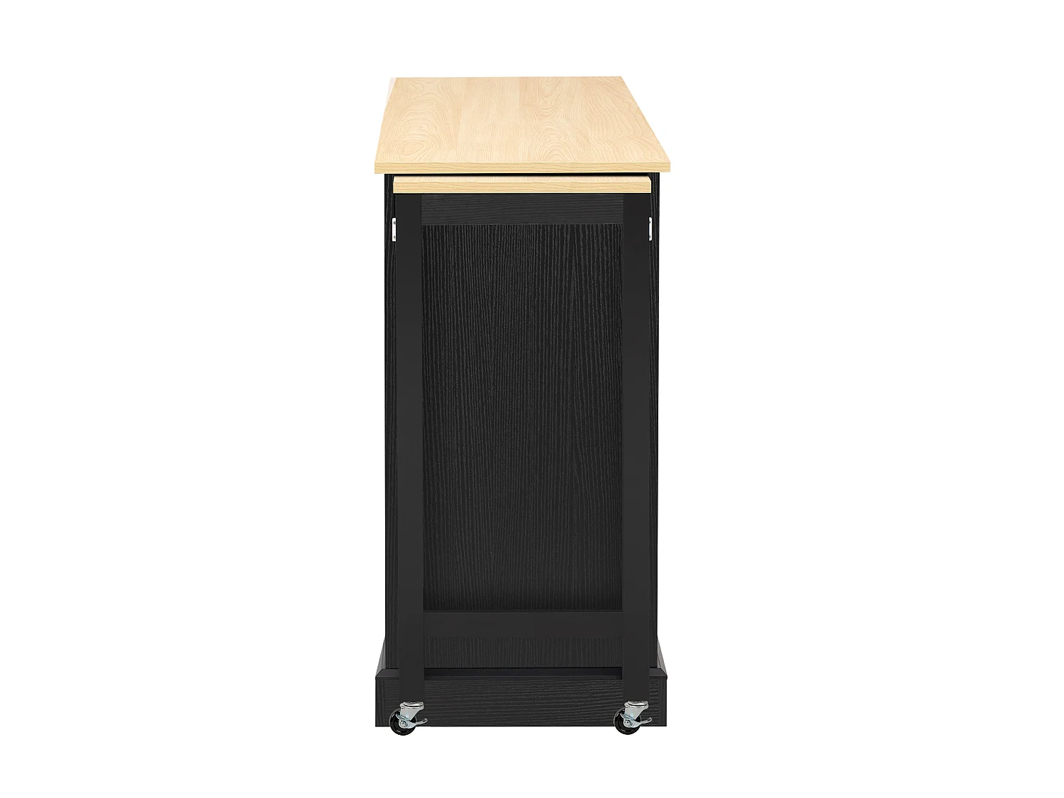 Uitschuifbaar keukeneiland 112-180 × 45 cm met afvalbak en 2 lades - Zwart