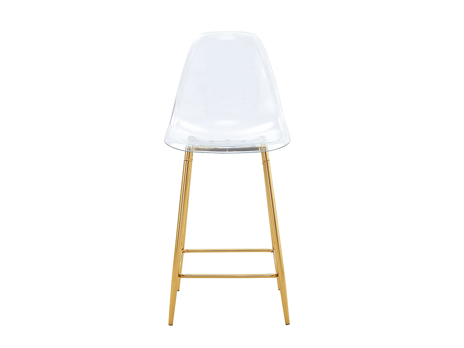Lot de 2 tabourets de bar transparents avec structure métallique dorée