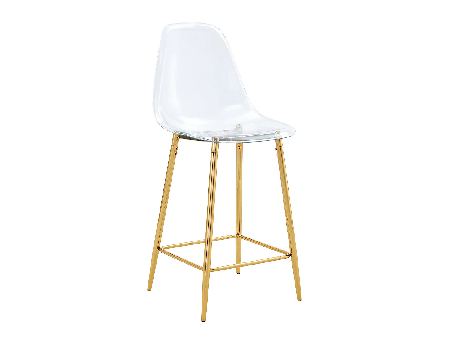 Lot de 2 tabourets de bar transparents avec structure métallique dorée