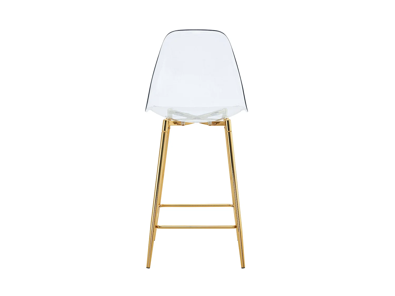 Lot de 2 tabourets de bar transparents avec structure métallique dorée