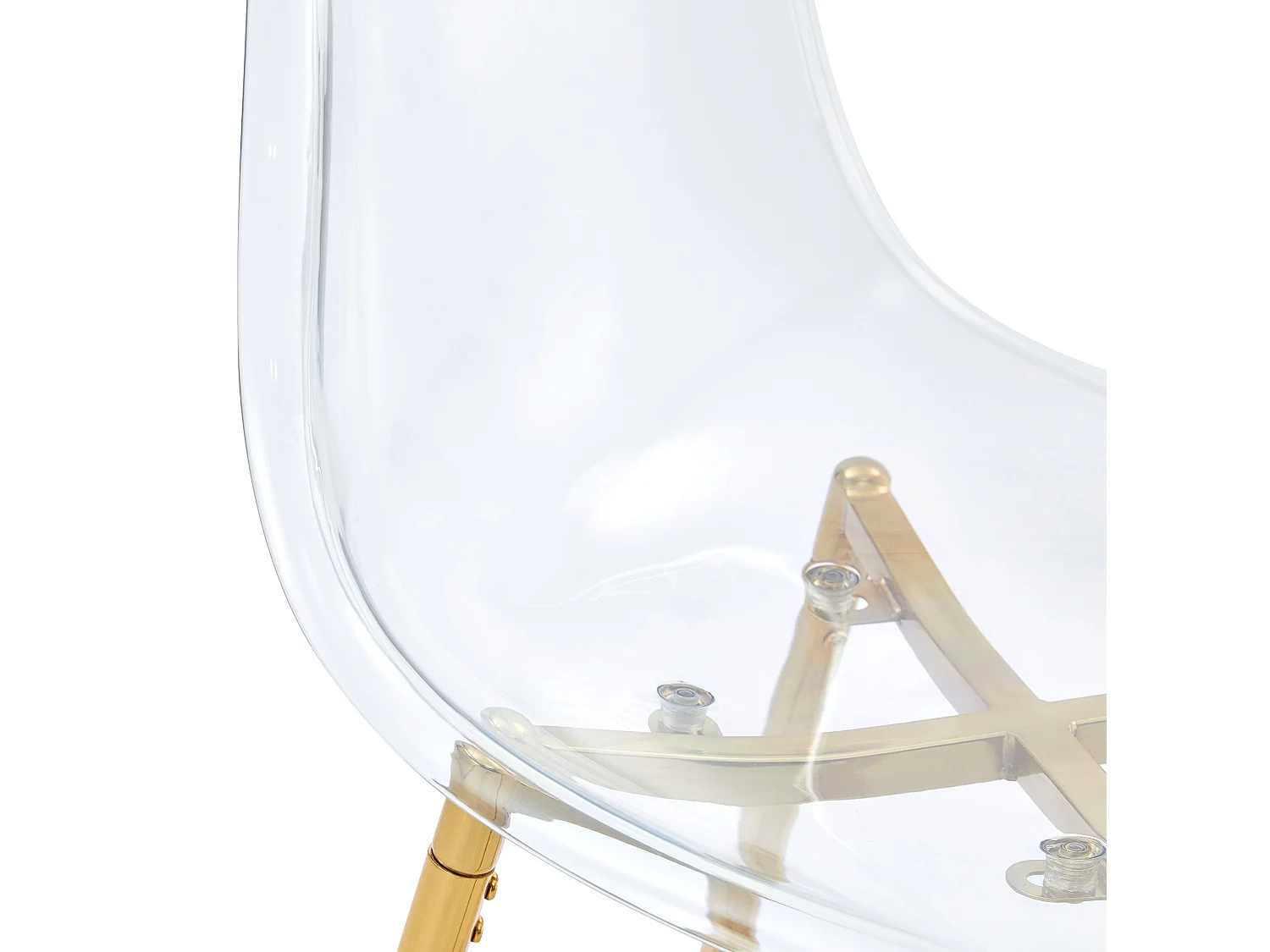 Lot de 2 tabourets de bar transparents avec structure métallique dorée