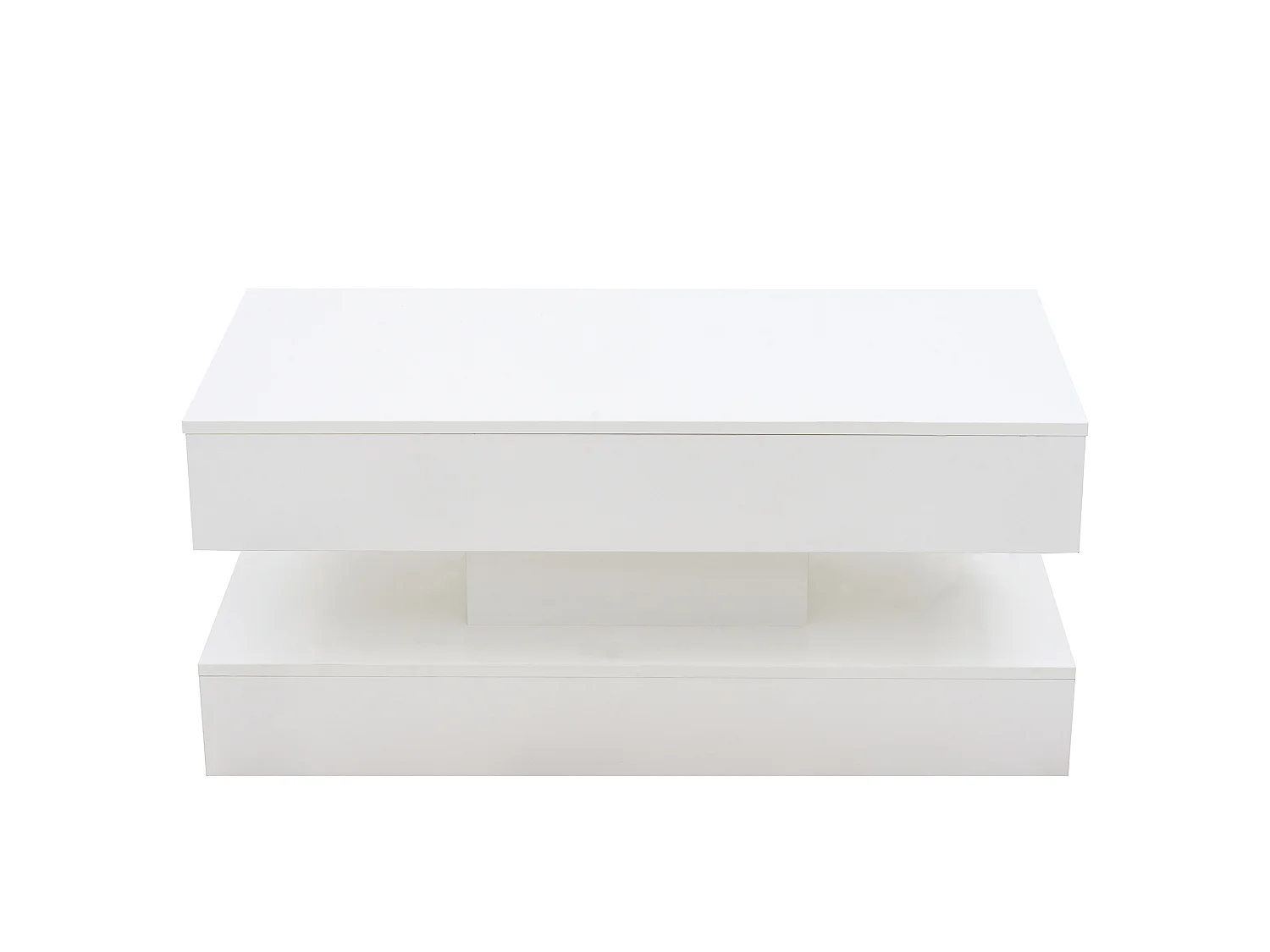 Table basse relevable avec prise, LED et rangement caché - Blanc