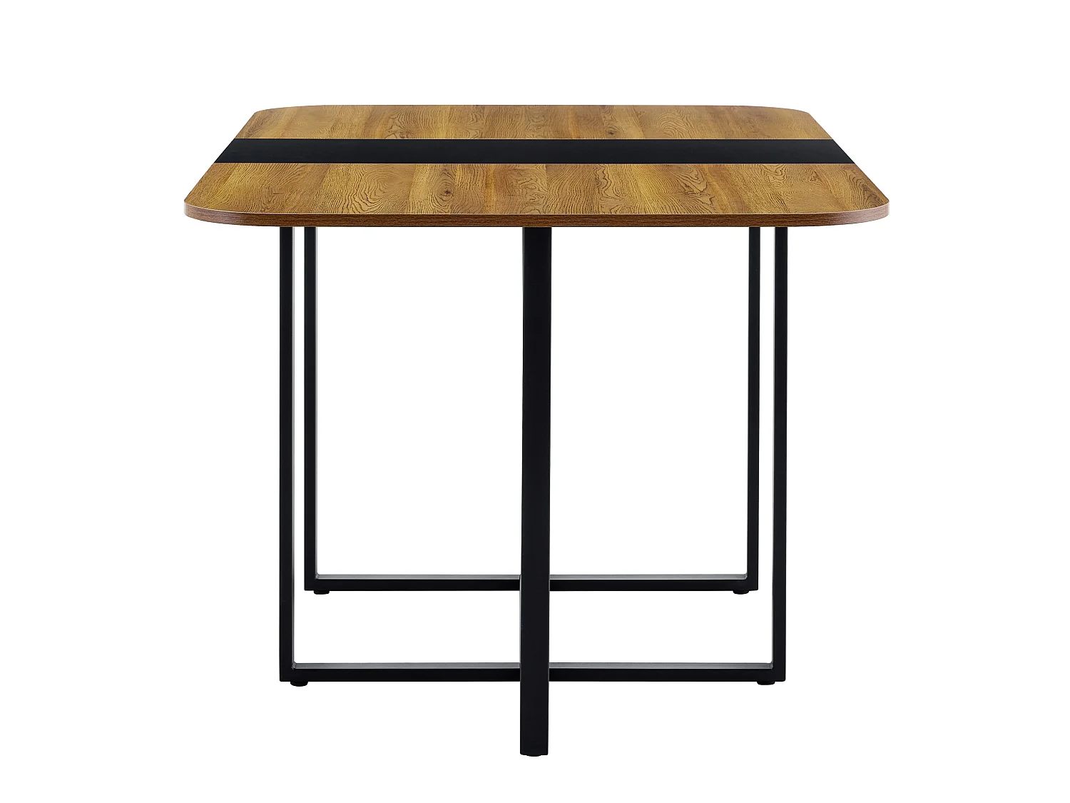 Table à manger 150 x100 cm noir et bois avec pieds en métal - Pour 4 à 6 personnes