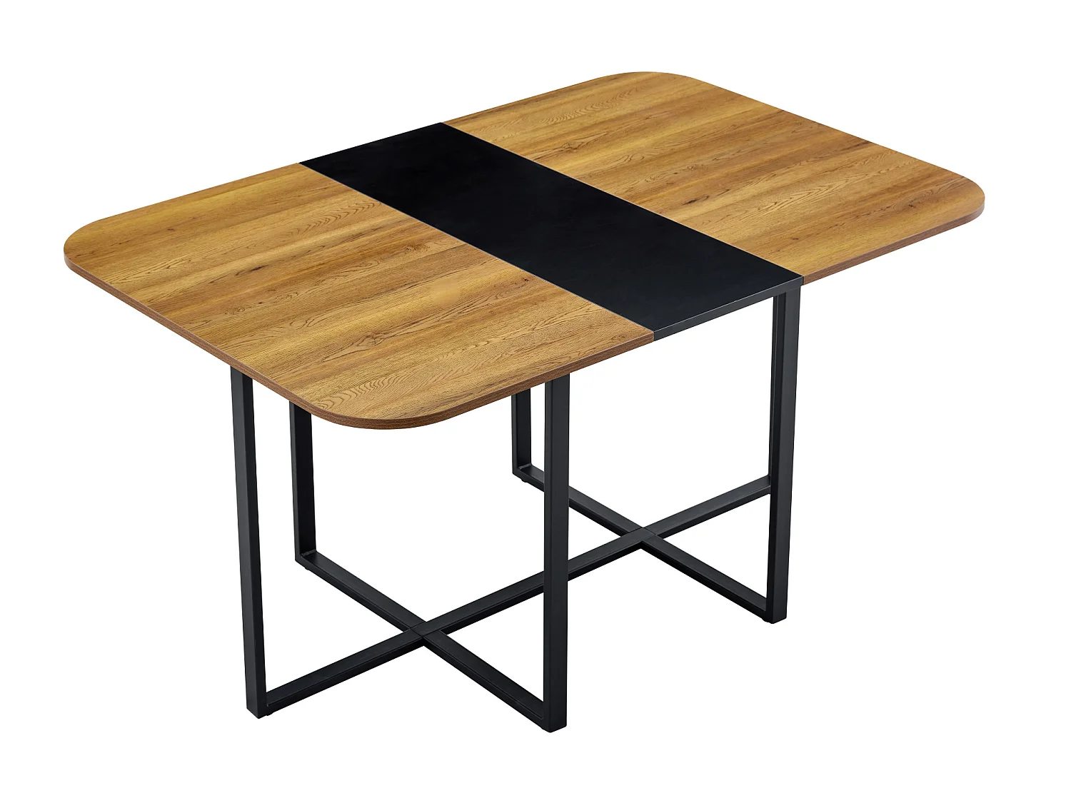 Table à manger 150 x100 cm noir et bois avec pieds en métal - Pour 4 à 6 personnes