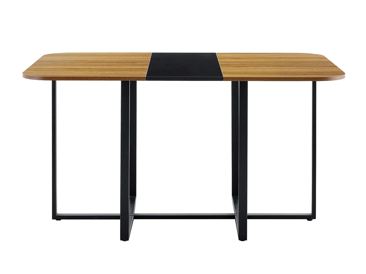 Table à manger 150 x100 cm noir et bois avec pieds en métal - Pour 4 à 6 personnes