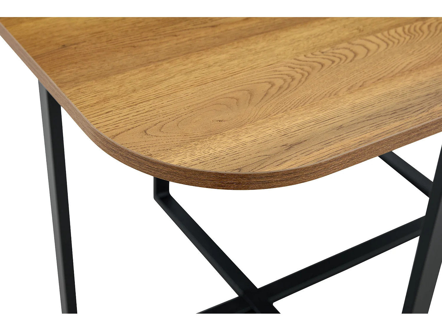 Table à manger 150 x100 cm noir et bois avec pieds en métal - Pour 4 à 6 personnes