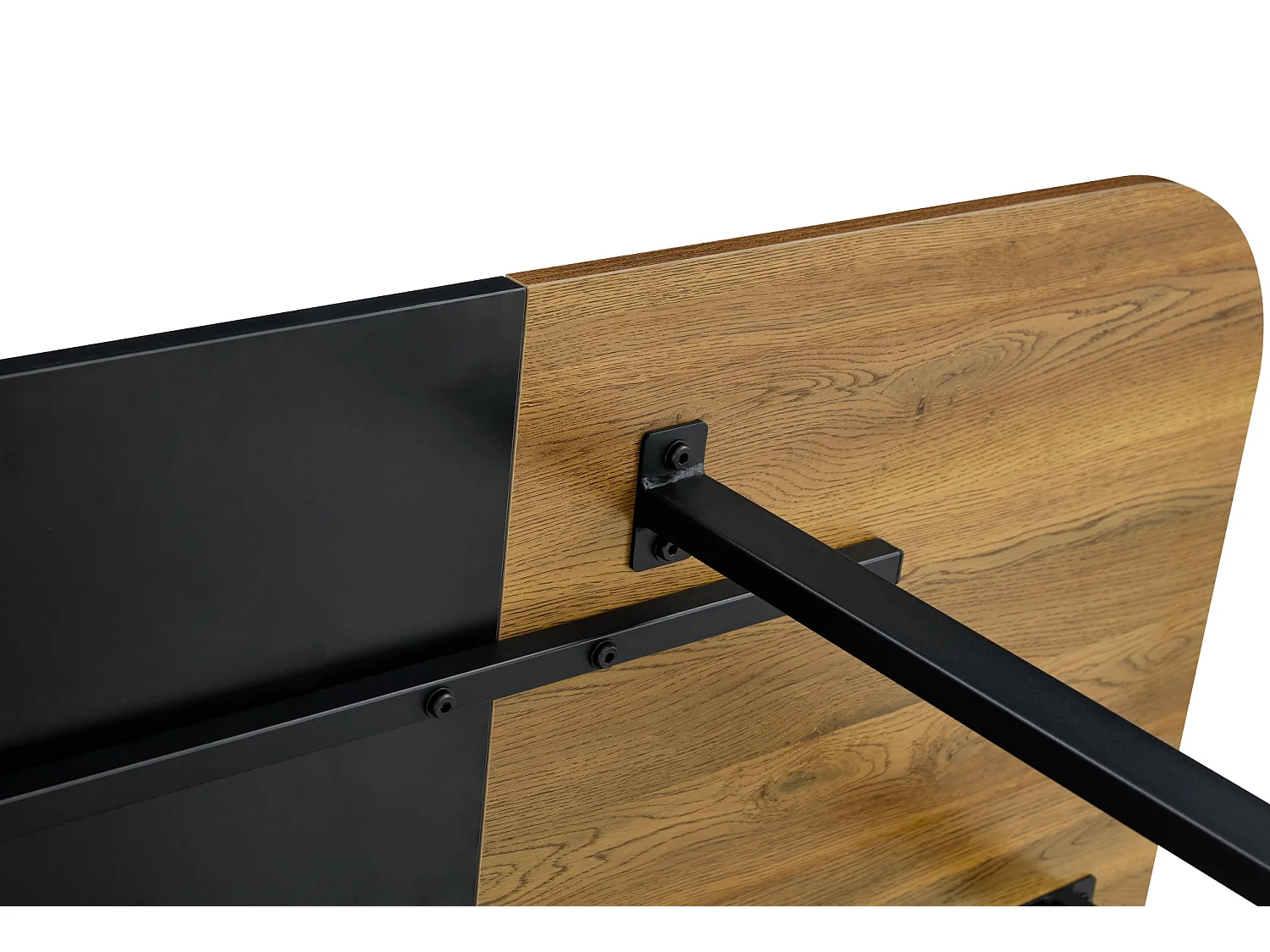 Table à manger 150 x100 cm noir et bois avec pieds en métal - Pour 4 à 6 personnes