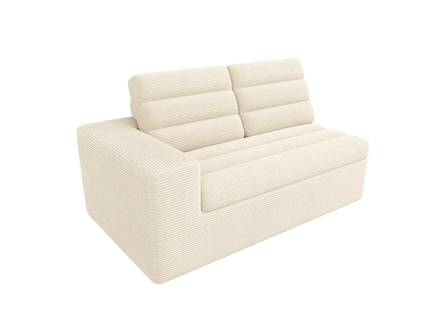Sofá de canto modular de 3 lugares com pufe, sem necessidade de montagem - Veludo cotelê bege