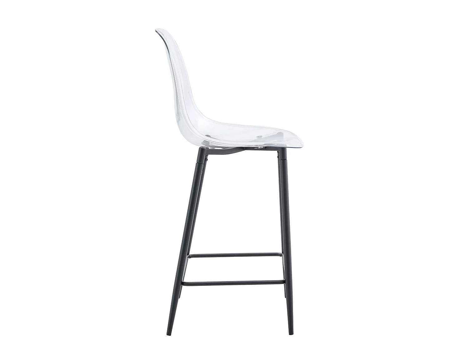 Lot de 4 tabourets de bar transparents avec structure métallique noire